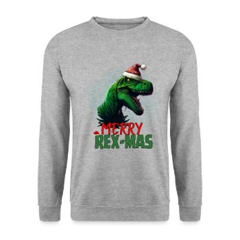 Joyeux Rex Mas - Sweat-shirt Unisexe - gris chiné - Devant - Alina (178cm) & Michal (187cm)