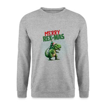Joyeux Rex-Mas - Sweat-shirt Unisexe - gris chiné - Devant - Alina (178cm) & Michal (187cm)