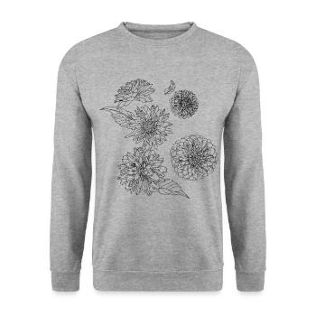 Autumn flower dahlias - Unisex Sweatshirt - salt & pepper - Front - Alina (178cm) & Michal (187cm)
