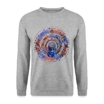 Gitarre mit Noten - Unisex Pullover - Weißgrau meliert - Vorne - Alina (178cm) & Michal (187cm)