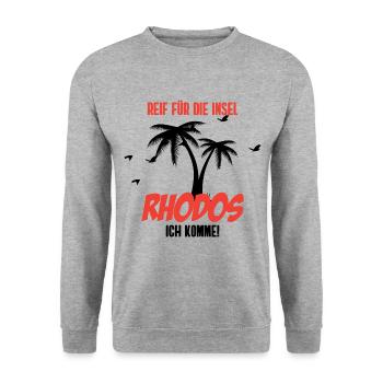 Urlaub – Shirt Strandurlaub Rhodos Geschenk - Unisex Pullover - Weißgrau meliert - Vorne - Alina (178cm) & Michal (187cm)