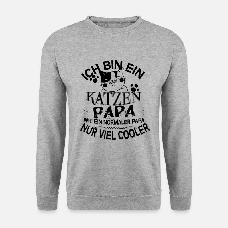 Katze – Shirt Katzenpapa Lieblingstier Geschenk - Unisex Pullover - Weißgrau meliert