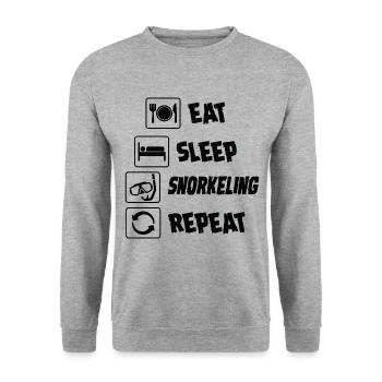 Tauchen – Shirt Eat Sleep Repeat Geschenk - Unisex Pullover - Weißgrau meliert - Vorne - Alina (178cm) & Michal (187cm)