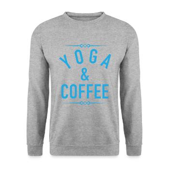 Chemise de yoga cadeau de café relaxant - Sweat-shirt Unisexe - gris chiné - Devant - Alina (178cm) & Michal (187cm)