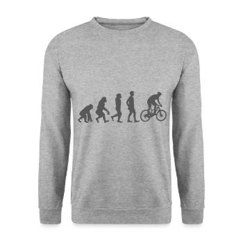 Fahrrad- Shirt Evolution Rennrad Trikot Geschenk - Unisex Pullover - Weißgrau meliert - Vorne - Alina (178cm) & Michal (187cm)