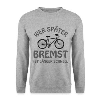 Fahrrad – Shirt Radsport Drahtesel Geschenk - Unisex Pullover - Weißgrau meliert - Vorne - Alina (178cm) & Michal (187cm)