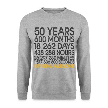 50-year anniversary counter birthday 50 years - Unisex Sweatshirt - salt & pepper - Front - Alina (178cm) & Michal (187cm)