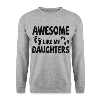 Génial comme mes 2 filles avec des empreintes de pas - Sweat-shirt Unisexe - gris chiné - Devant - Alina (178cm) & Michal (187cm)