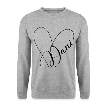 Dani Nom Ligne de coeur - Sweat-shirt Unisexe - gris chiné - Devant - Alina (178cm) & Michal (187cm)