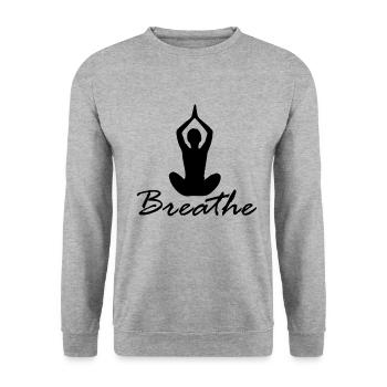 Breathe! Beautiful yoga design, meditation design - Unisex Sweatshirt - salt & pepper - Front - Alina (178cm) & Michal (187cm)