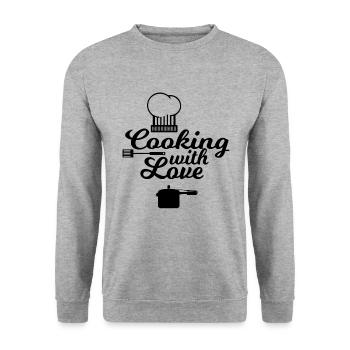 Avec l’amour de la cuisine ! - Sweat-shirt Unisexe - gris chiné - Devant - Alina (178cm) & Michal (187cm)