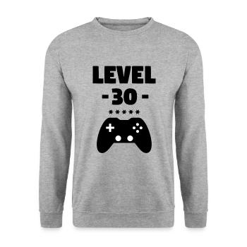 Niveau 30 ! Cadeau pour la trentième - Sweat-shirt Unisexe - gris chiné - Devant - Alina (178cm) & Michal (187cm)