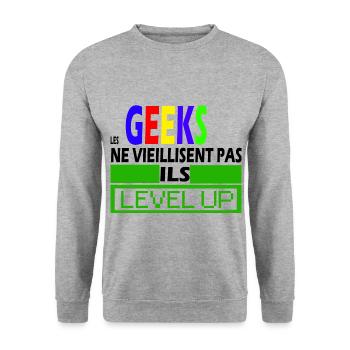 LES GEEKS BEST-SELLER🌟🌟 - Sweat-shirt Unisexe - gris chiné - Devant - Alina (178cm) & Michal (187cm)