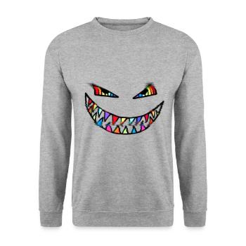Rainbow Monster Shark Teeth Regenbogen Farben - Unisex Pullover - Weißgrau meliert - Vorne - Alina (178cm) & Michal (187cm)