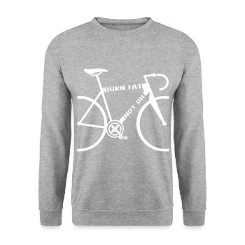 Cyclisme - brûler les graisses, pas l’huile - Sweat-shirt Unisexe - gris chiné - Devant - Alina (178cm) & Michal (187cm)