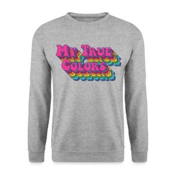 My true colors: rainbow vintage - Unisex Pullover - Weißgrau meliert - Vorne - Alina (178cm) & Michal (187cm)