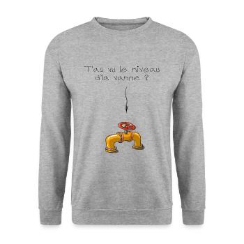 T'as vu le niveau de la vanne - clair - Sweat-shirt Unisexe - gris chiné - Devant - Alina (178cm) & Michal (187cm)