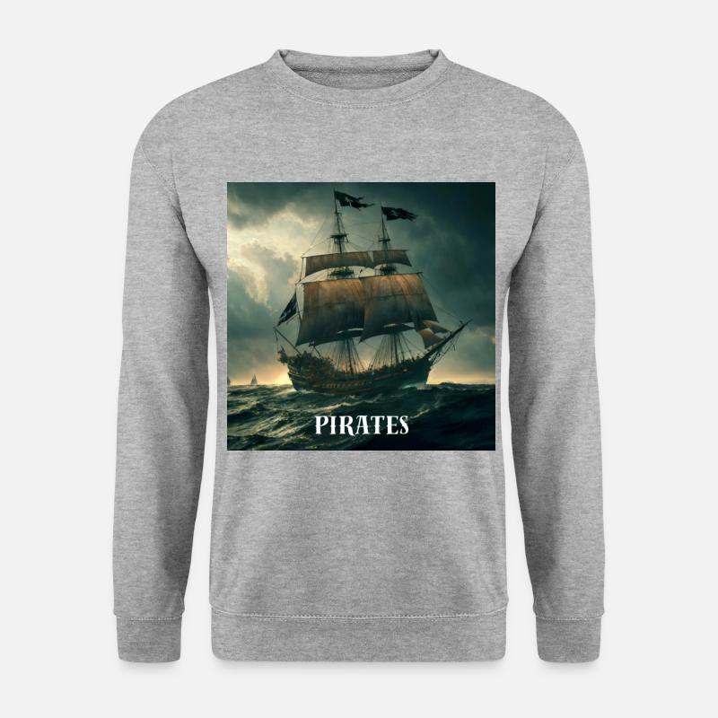 Piratenschiff - Unisex Pullover - Weißgrau meliert