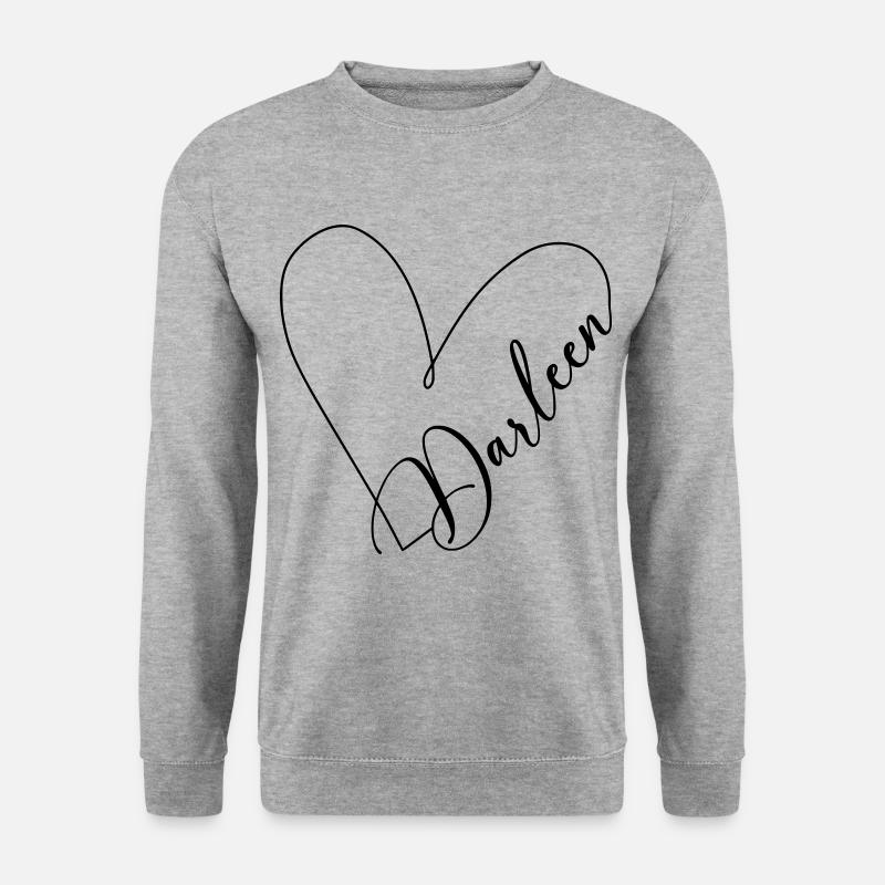 Darleen Name Herzlinie - Unisex Pullover - Weißgrau meliert