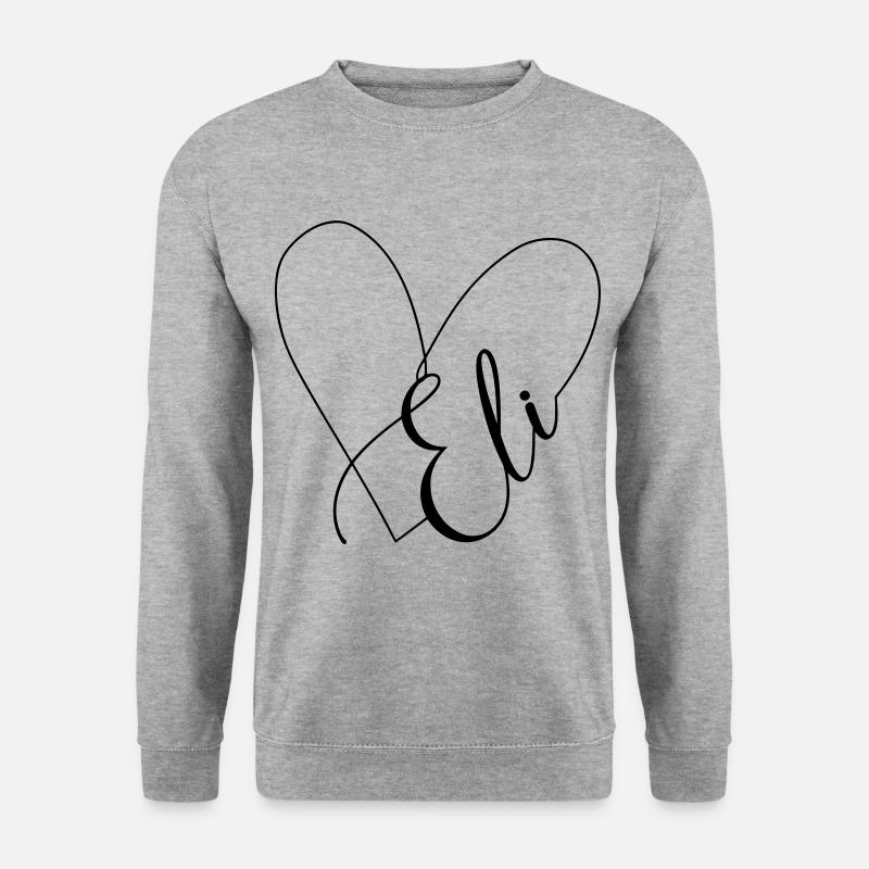 Eli Name Herzlinie - Unisex Pullover - Weißgrau meliert