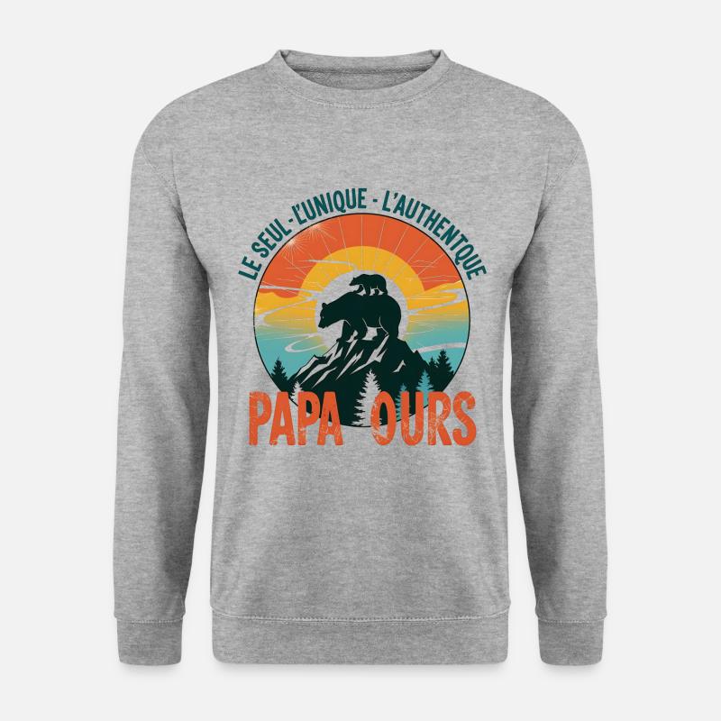 PAPA OURS - Unisex Pullover - Weißgrau meliert