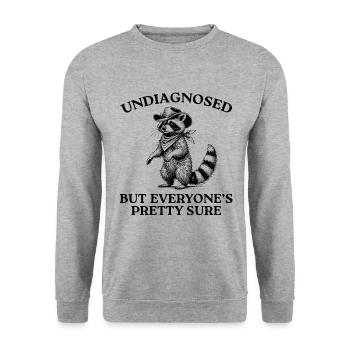 Nicht diagnostiziert, aber alle sind sich ziemlich sicher - Unisex Pullover - Weißgrau meliert - Vorne - Alina (178cm) & Michal (187cm)