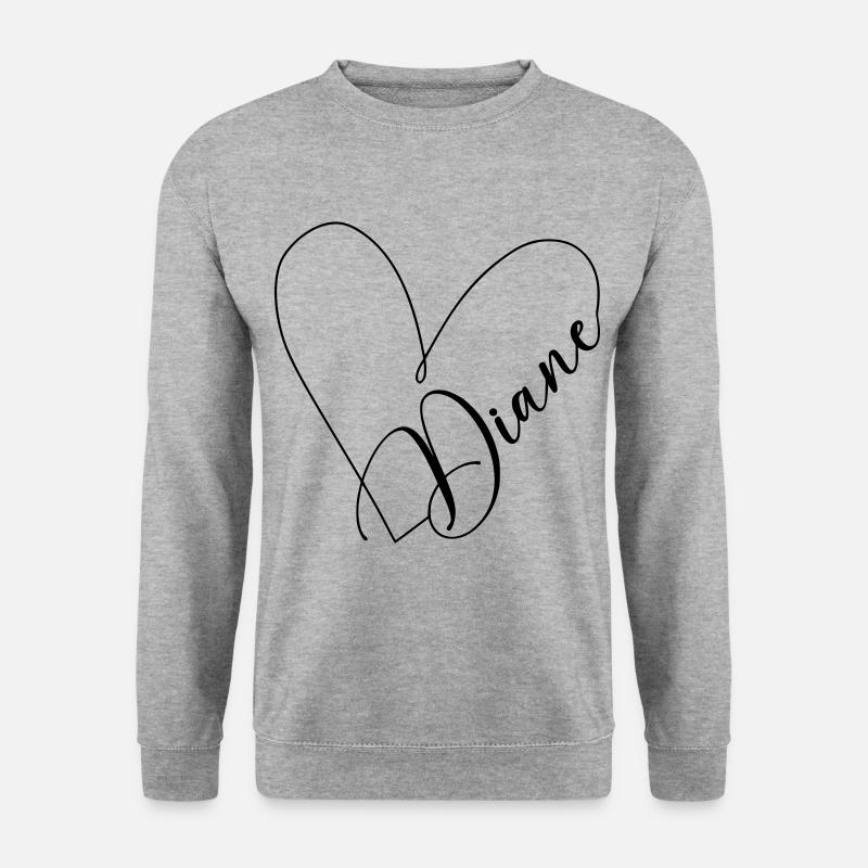 Diane Name Herzlinie - Unisex Pullover - Weißgrau meliert