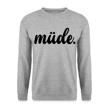 Müde - Unisex Pullover - Weißgrau meliert - Vorne - Alina (178cm) & Michal (187cm)