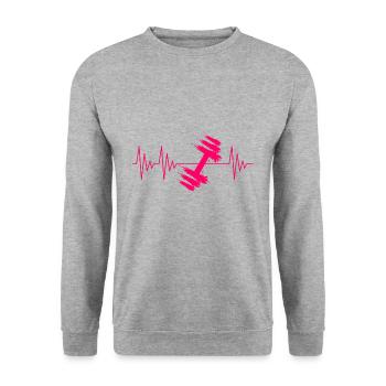 Dumbbell heartbeat ECG - Unisex Sweatshirt - salt & pepper - Front - Alina (178cm) & Michal (187cm)