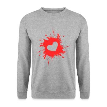 Heart stain ink red - Unisex Sweatshirt - salt & pepper - Front - Alina (178cm) & Michal (187cm)