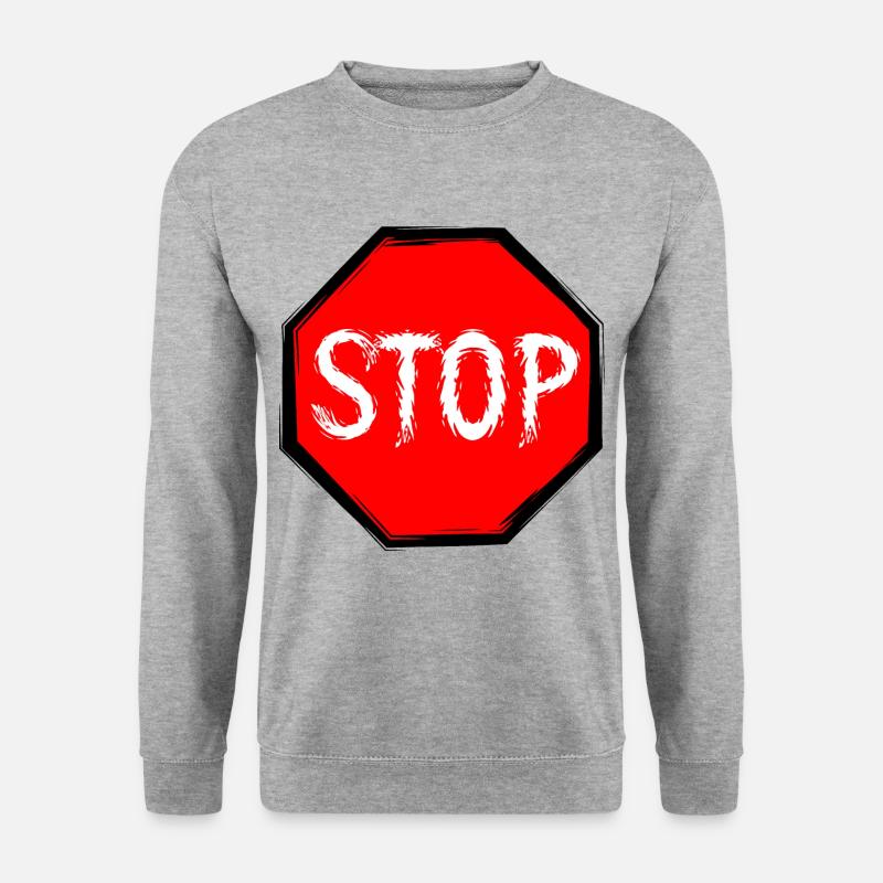Stop Schild Vektor - Unisex Pullover - Weißgrau meliert