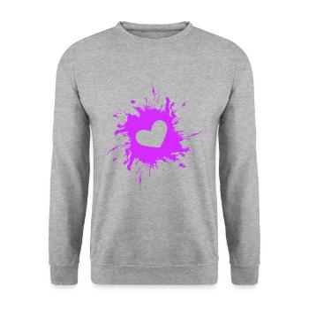 Heart stain ink purple - Unisex Sweatshirt - salt & pepper - Front - Alina (178cm) & Michal (187cm)