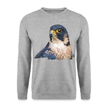 Wanderfalke - Unisex Pullover - Weißgrau meliert - Vorne - Alina (178cm) & Michal (187cm)