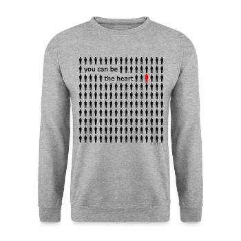 You can be the heart ! - Unisex Pullover - Weißgrau meliert - Vorne - Alina (178cm) & Michal (187cm)