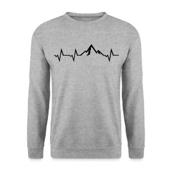 montagne Heartbeat - Sweat-shirt Unisexe - gris chiné - Devant - Alina (178cm) & Michal (187cm)