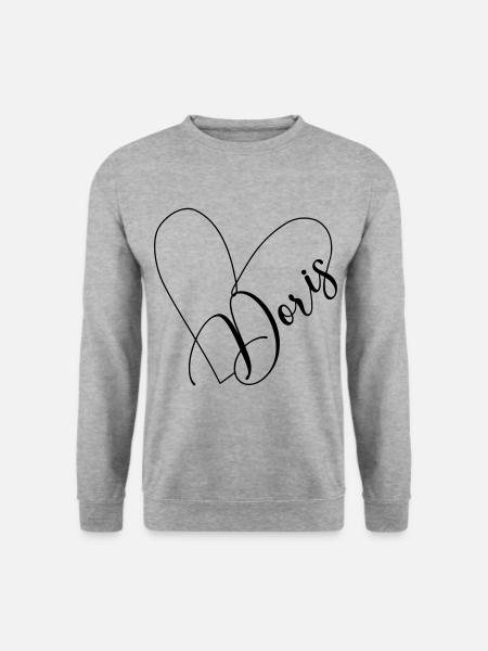 Doris Name Herzlinie - Unisex Pullover - Weißgrau meliert