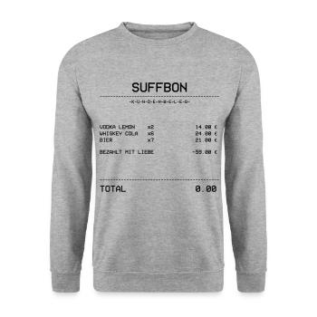 Suffon | Receipt. | Invoice | Mallorca - Unisex Sweatshirt - salt & pepper - Front - Alina (178cm) & Michal (187cm)