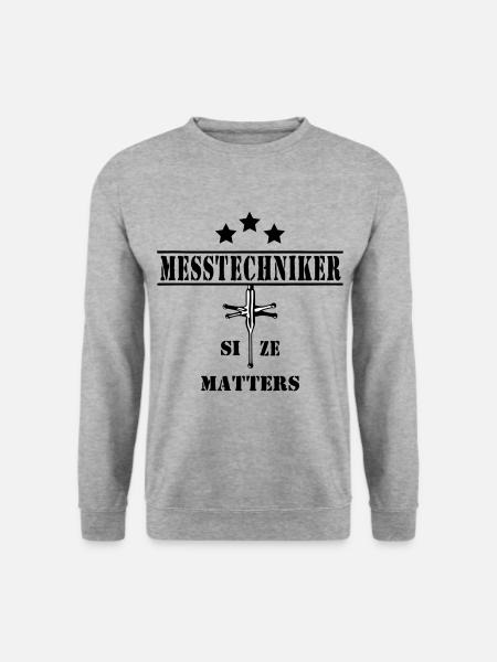 Messtechniker Size Matters Black - Unisex Pullover - Weißgrau meliert