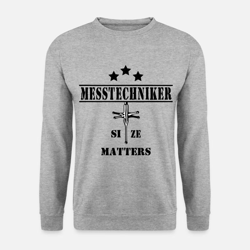 Messtechniker Size Matters Black - Unisex Pullover - Weißgrau meliert