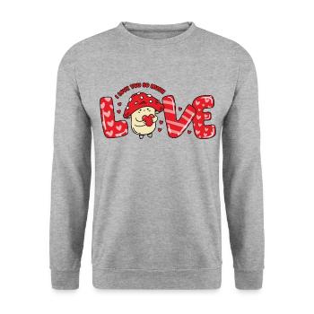 Amour Coeur Champignon En Amour Disant Couples La Saint-Valentin - Sweat-shirt Unisexe - gris chiné - Devant - Alina (178cm) & Michal (187cm)