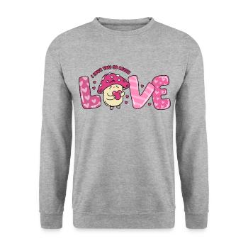 Champignon de cœur d’amour en couples amoureux disant la Saint-Valentin - Sweat-shirt Unisexe - gris chiné - Devant - Alina (178cm) & Michal (187cm)