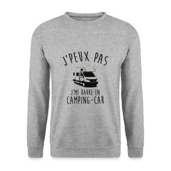 J'peux pas je me barre en Camping car - Sweat-shirt Unisexe - gris chiné - Devant - Alina (178cm) & Michal (187cm)