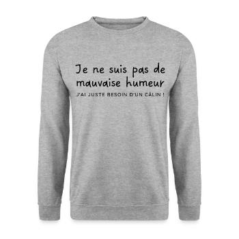J'ai juste besoin d'un câlin | Idée cadeau - Sweat-shirt Unisexe - gris chiné - Devant - Alina (178cm) & Michal (187cm)