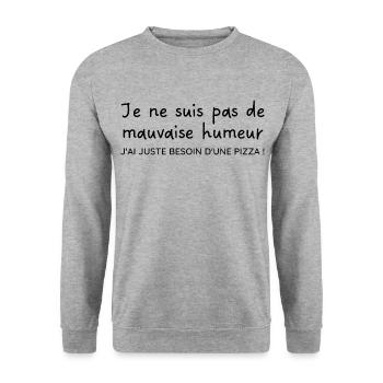 Juste besoin d'une pizza | Idée cadeau - Sweat-shirt Unisexe - gris chiné - Devant - Alina (178cm) & Michal (187cm)