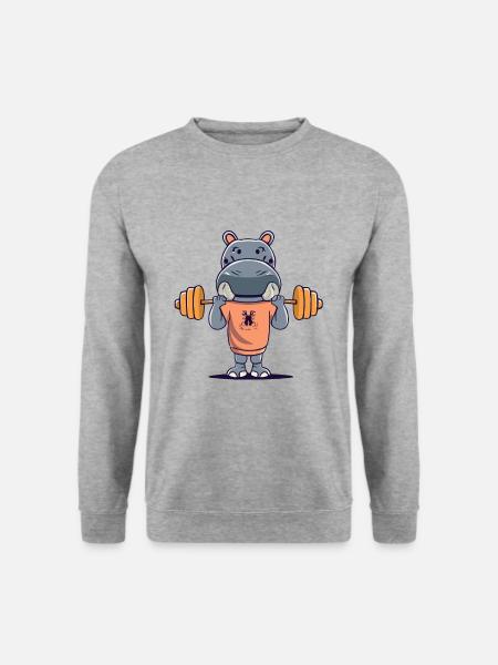 Hippo - Unisex Pullover - Weißgrau meliert