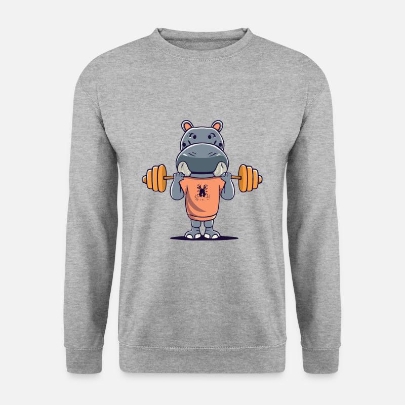 Hippo - Unisex Pullover - Weißgrau meliert