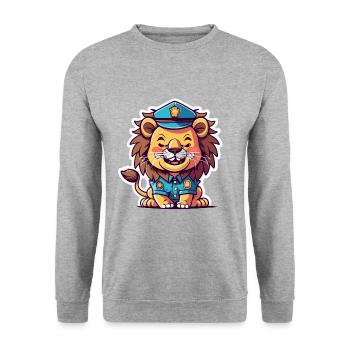 Löwe - Unisex Pullover - Weißgrau meliert - Vorne - Alina (178cm) & Michal (187cm)