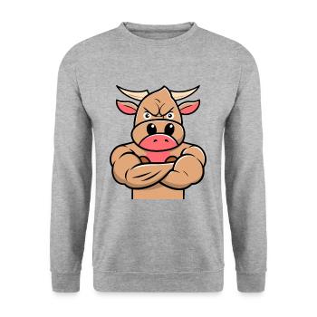 Stier - Unisex Pullover - Weißgrau meliert - Vorne - Alina (178cm) & Michal (187cm)