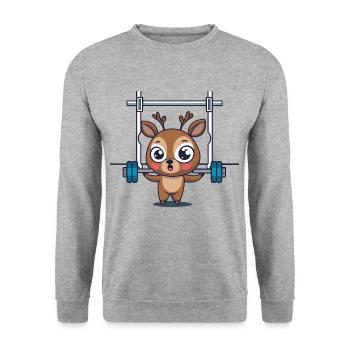 Fitness Reh Süß - Unisex Pullover - Weißgrau meliert - Vorne - Alina (178cm) & Michal (187cm)