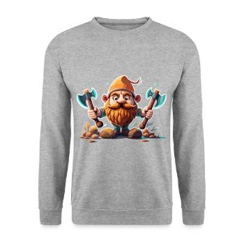Gartenzwerg - Unisex Pullover - Weißgrau meliert - Vorne - Alina (178cm) & Michal (187cm)